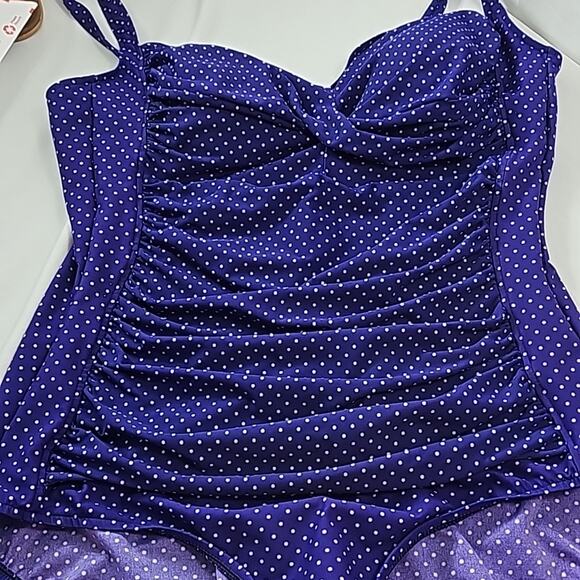 Miracle Suit Womens Sz XL Purple Polka Dot One Piece Swimsuit - Picture 5 of 14